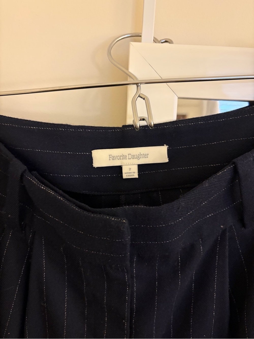 Favorite Daughter “The Favorite” Navy Pinstripe Wide-Leg Trousers - Size 2